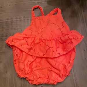 Janie and Jack Coral: Baby Lace Peplum Romper